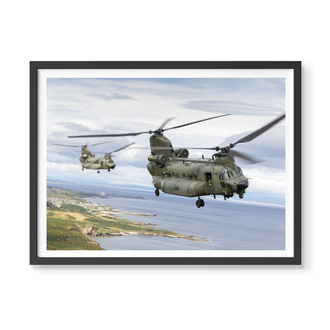 RAF helicopters photo print collection featuring rotary-wing aircraft used by the Royal Air Force for transport, search and rescue, and tactical operations