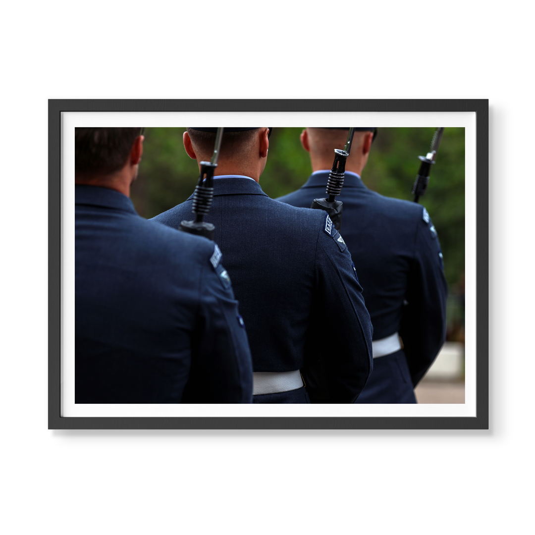 RAF Regiment photo print collection showcasing the elite ground defence force of the Royal Air Force in action and ceremonial roles