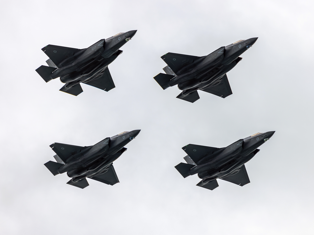 Four RAF F-35B Lightning jets in flight Photo Print - Royal Air Force Aircraft Hampshire Prints 6 x 4 No Frame No