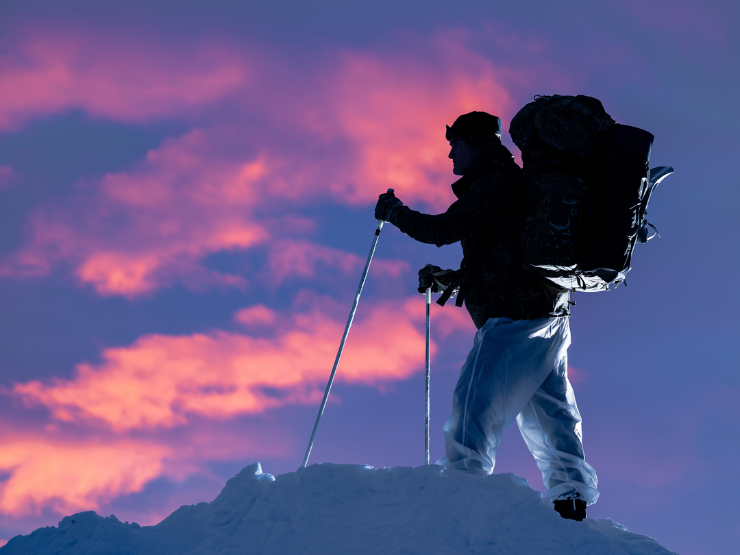 Royal Marine Commando with skis at sunset Photo Print Hampshire Prints 6 x 4 No Frame No