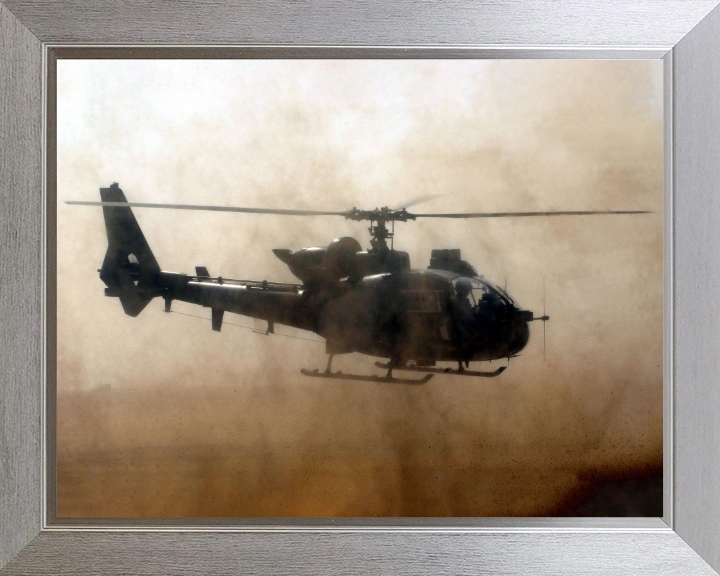 Royal Marines Gazelle Helicopter Photo Print - Royal Navy Aircraft Hampshire Prints 10 x 8 Silver Frame No