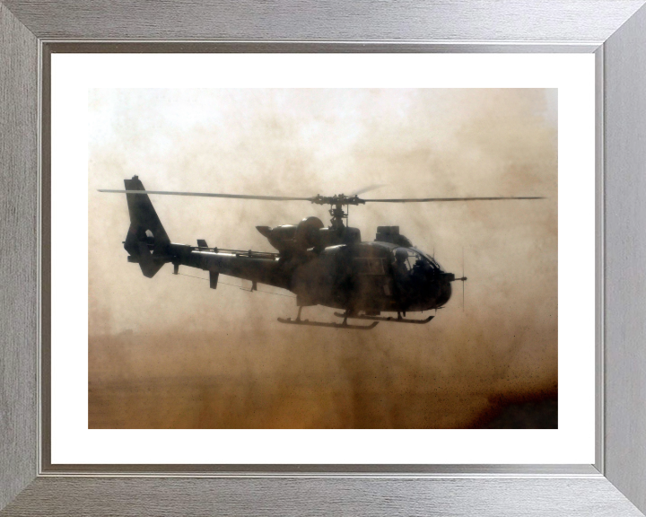 Royal Marines Gazelle Helicopter Photo Print - Royal Navy Aircraft Hampshire Prints 10 x 8 Silver Frame Yes