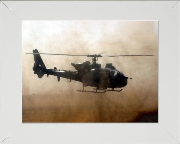 Royal Marines Gazelle Helicopter Photo Print - Royal Navy Aircraft Hampshire Prints 10 x 8 White Frame No