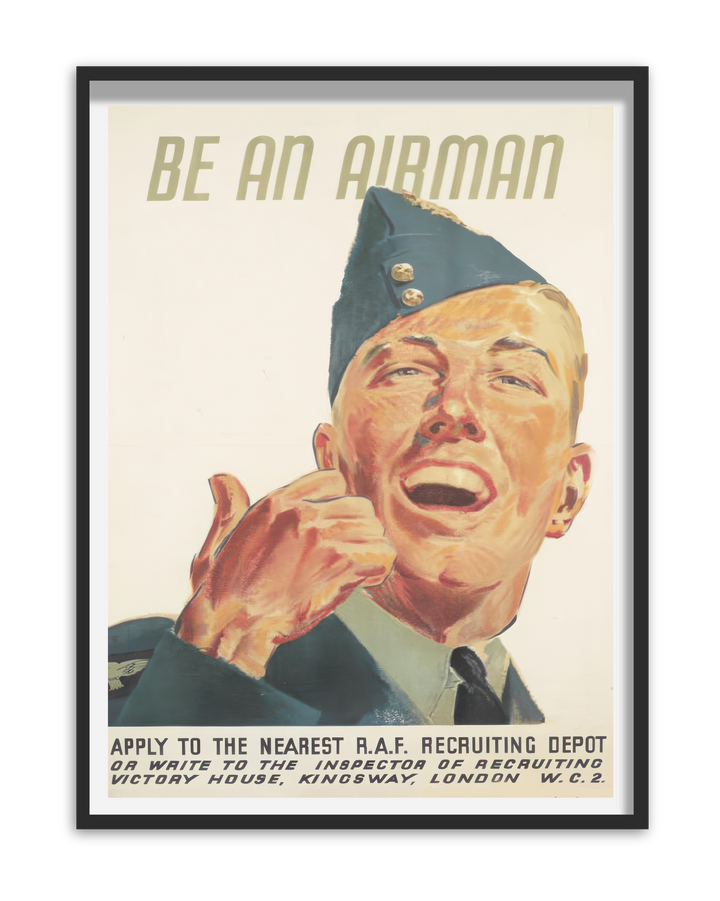Be an Airman | British World War Two Recruitment Poster Posters, Prints, & Visual Artwork Hampshire Prints A5