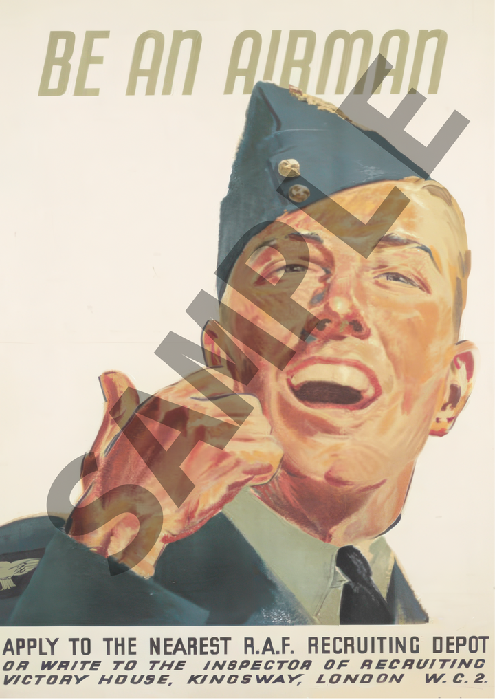 Be an Airman | British World War Two Recruitment Poster Posters, Prints, & Visual Artwork Hampshire Prints A4