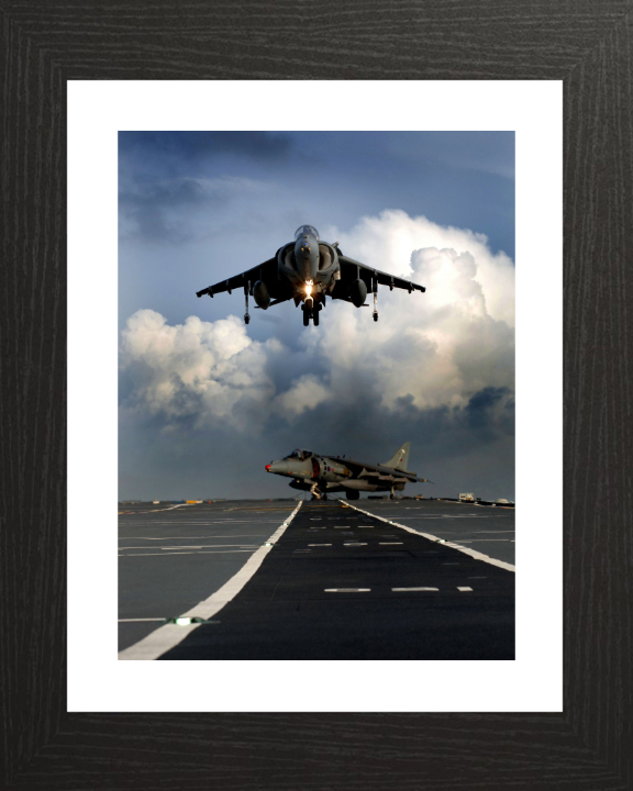 Harrier GR9 Jet Hovering Photo Print - Royal Navy Aircraft Hampshire Prints 10 x 8 Black Frame Yes