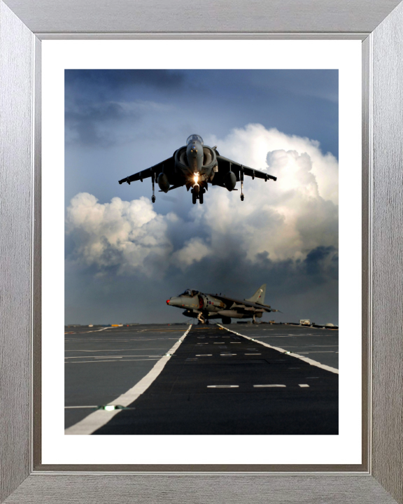 Harrier GR9 Jet Hovering Photo Print - Royal Navy Aircraft Hampshire Prints 10 x 8 Silver Frame Yes
