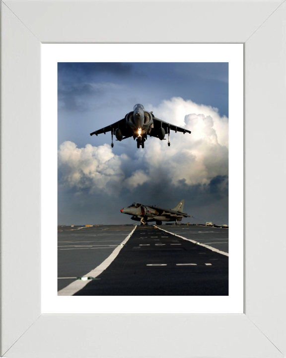 Harrier GR9 Jet Hovering Photo Print - Royal Navy Aircraft Hampshire Prints 10 x 8 White Frame Yes