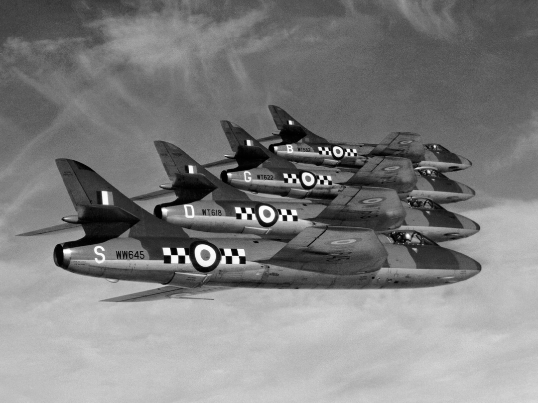 Four RAF Hawker Hunters in Formation Photo Print - Royal Air Force Aircraft Hampshire Prints 6 x 4 No Frame No