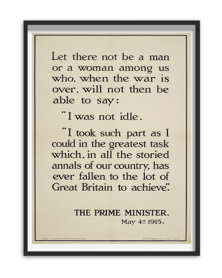 Let there not be a man or woman among us | World War One Recruitment Poster Posters, Prints, & Visual Artwork Hampshire Prints A5