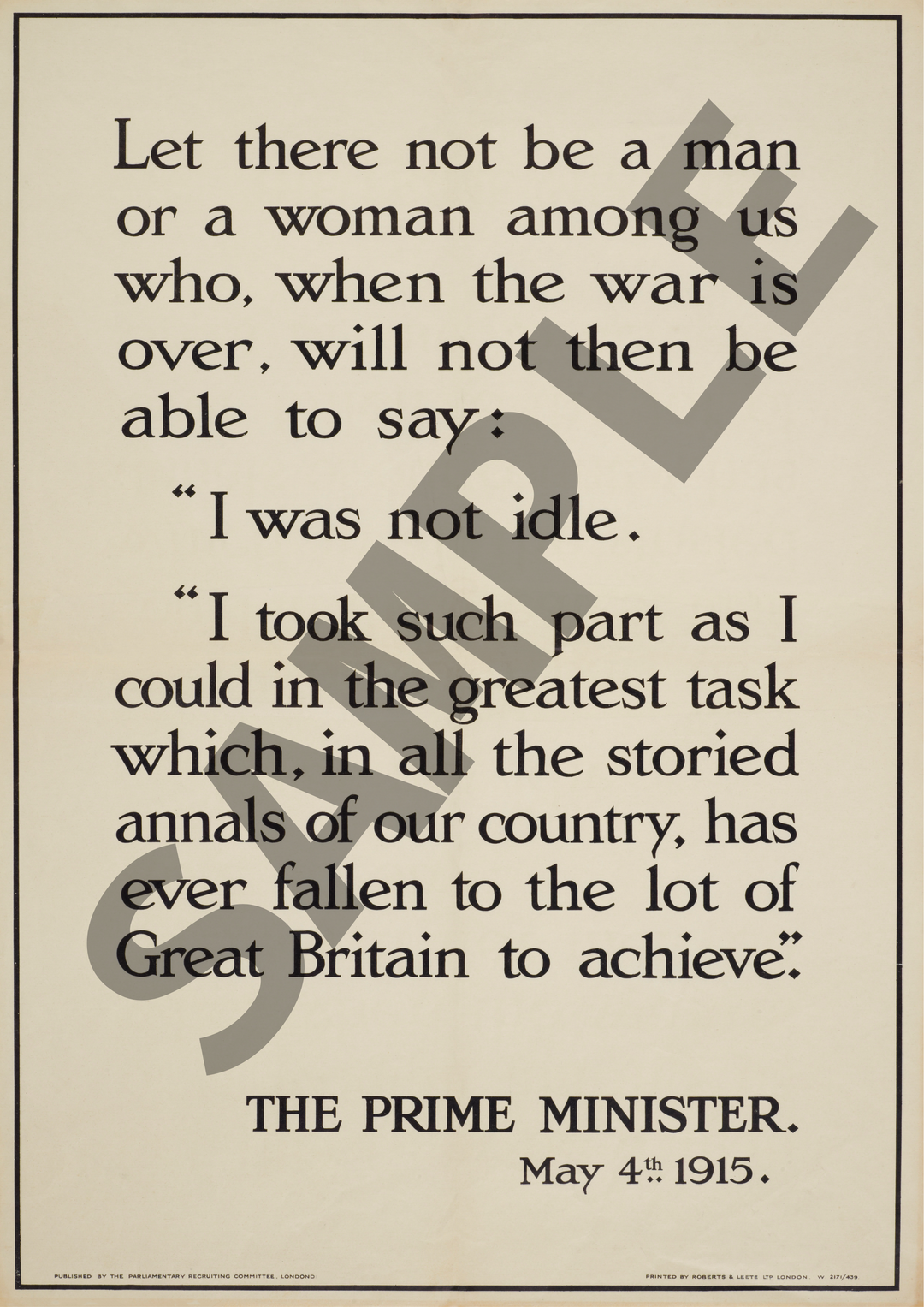 Let there not be a man or woman among us | World War One Recruitment Poster Posters, Prints, & Visual Artwork Hampshire Prints A4
