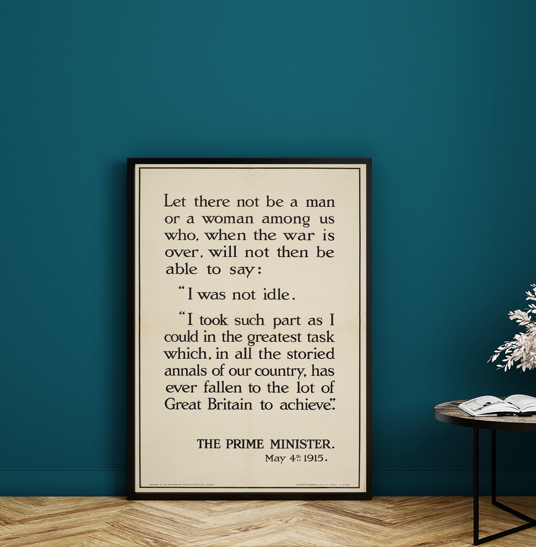 Let there not be a man or woman among us | World War One Recruitment Poster Posters, Prints, & Visual Artwork Hampshire Prints A3