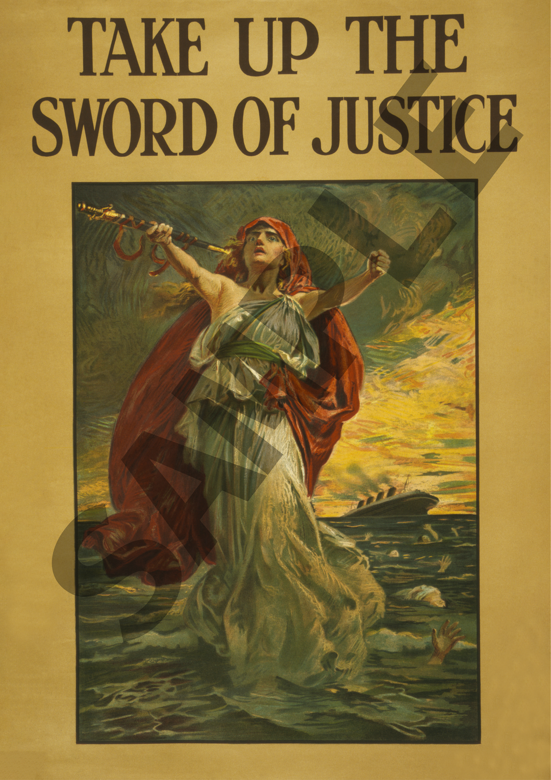Take up the Sword of Justice | World War One Recruitment Poster Posters, Prints, & Visual Artwork Hampshire Prints A4