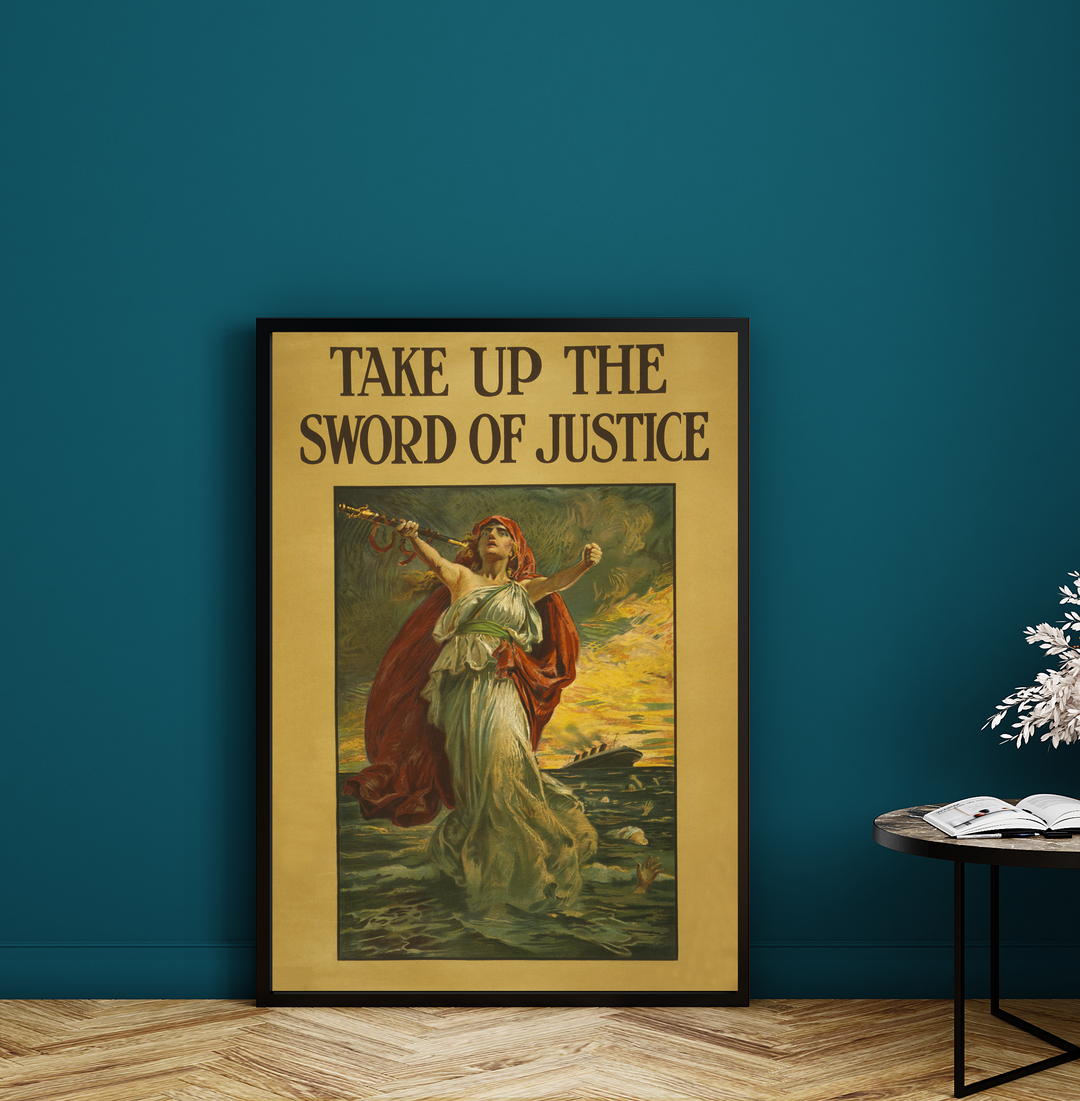 Take up the Sword of Justice | World War One Recruitment Poster Posters, Prints, & Visual Artwork Hampshire Prints A3
