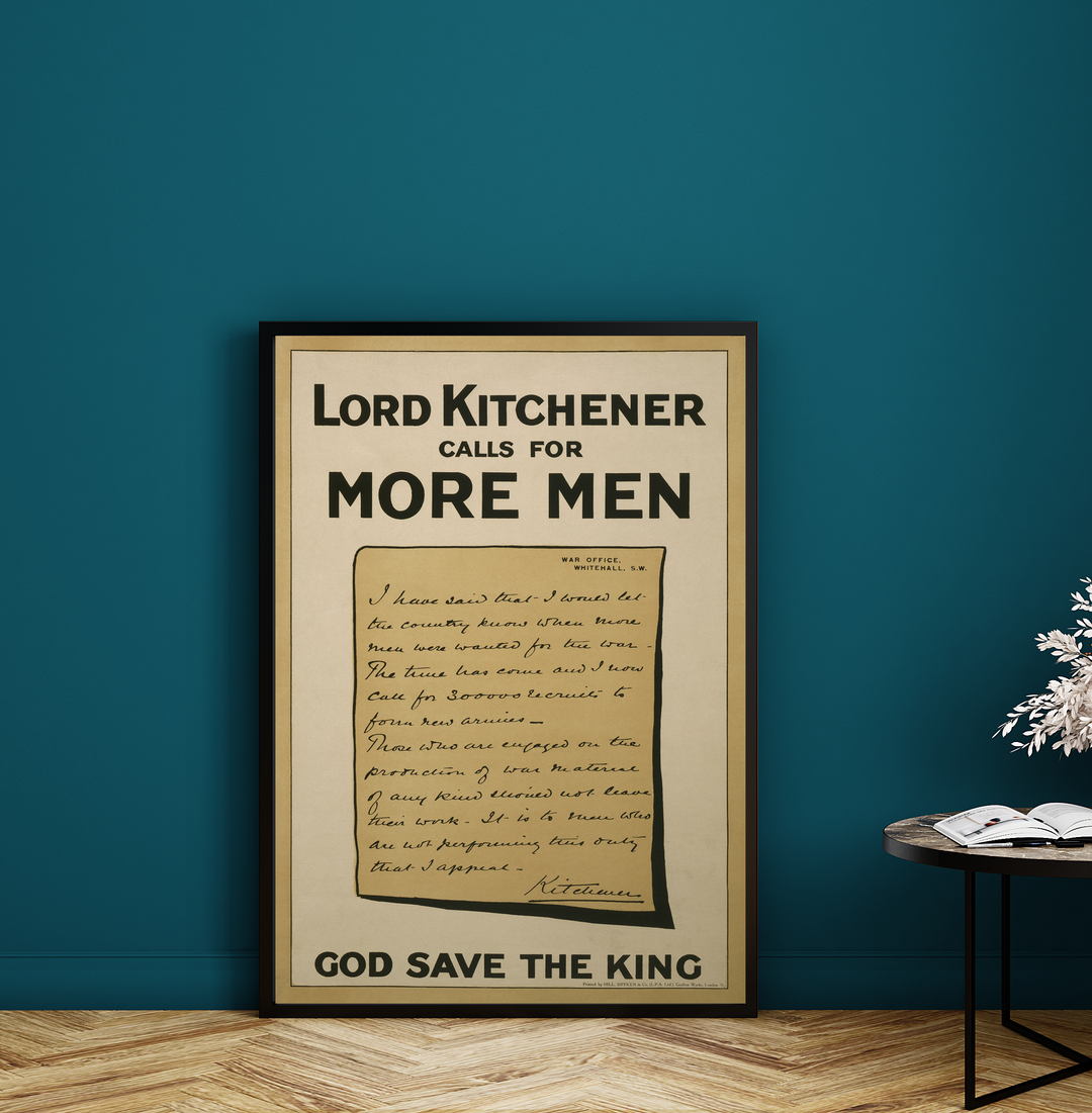 Lord Kitchener Calls for More Men | World War One Recruitment Poster Posters, Prints, & Visual Artwork Hampshire Prints A3