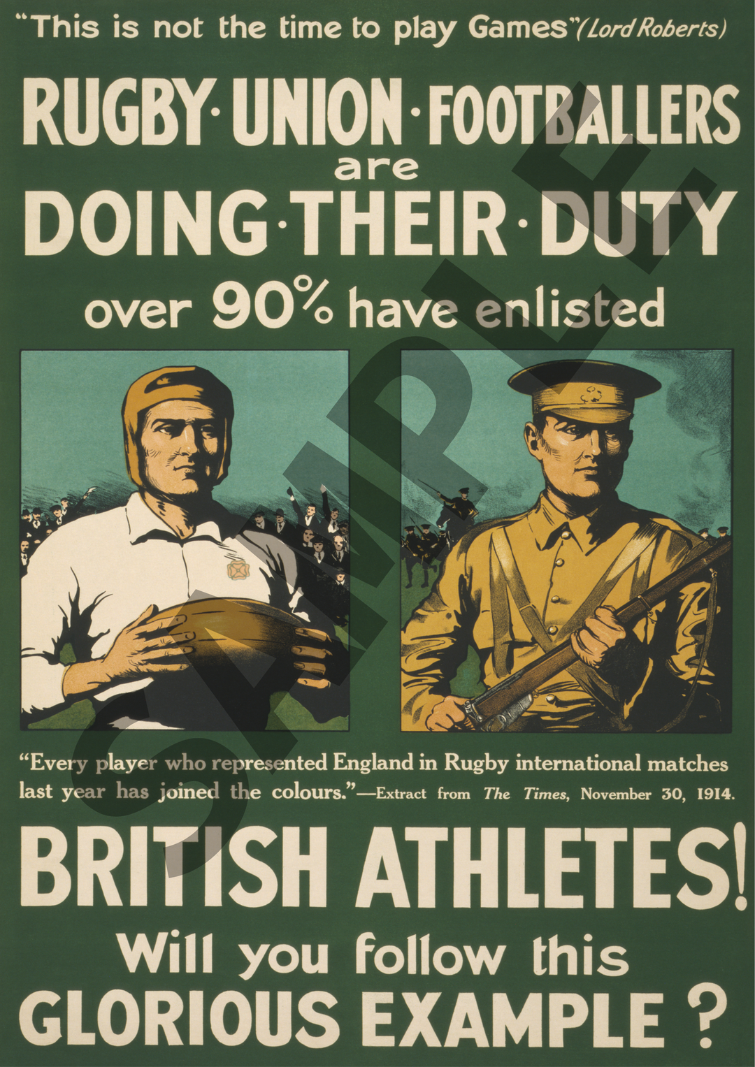 This is not the time to play games | World War One Recruitment Poster Posters, Prints, & Visual Artwork Hampshire Prints A4