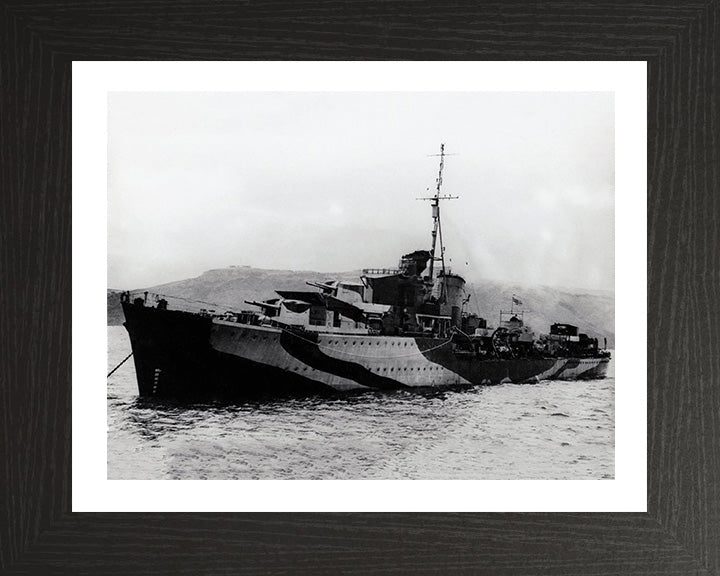 HMS Javelin (F61) Photo Print - At Anchor - Royal Navy J Class Destroyer Hampshire Prints 10 x 8 Black Frame Yes