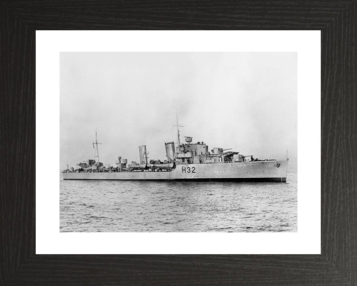 HMS Havant (H32) Photo Print - Starboard Beam View - Royal Navy H Class Destroyer Hampshire Prints 10 x 8 Black Frame Yes