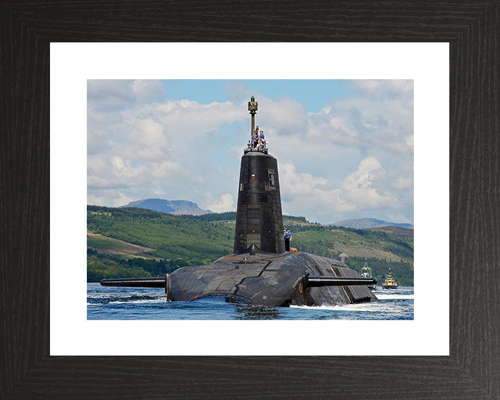 HMS Victorious (S29) Photo Print - Low Port Bow View - Royal Navy Vanguard Class Submarine Hampshire Prints 10 x 8 Black Frame Yes