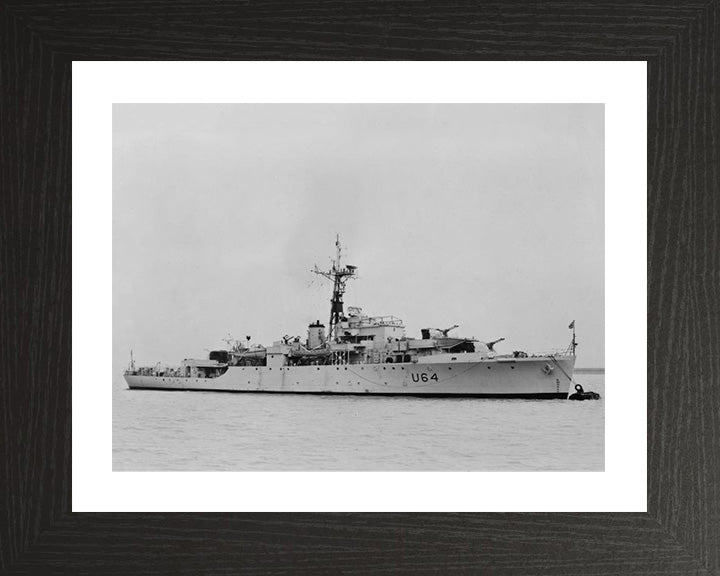 HMS Nereide (U64) Photo Print - At A Buoy - Royal Navy Black Swan Class Sloop Hampshire Prints 10 x 8 Black Frame Yes