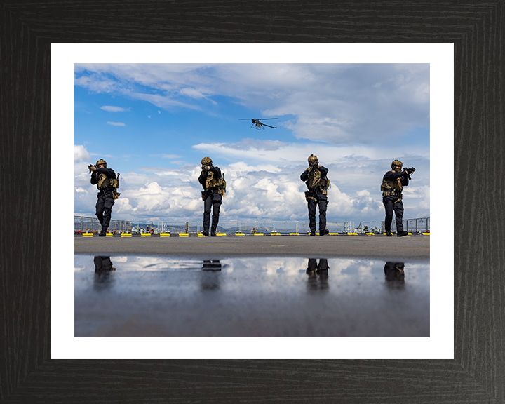 Royal Marines Commando Boarding Team Photo Print - 42 Commando Hampshire Prints 10 x 8 Black Frame Yes