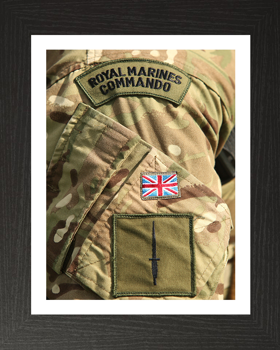Royal Marines Commando Patch and Dagger Photo Print Hampshire Prints 10 x 8 Black Frame Yes