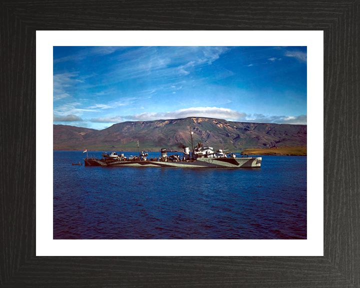 HMS Hesperus (H57) Photo Print - Starboard Beam View - Royal Navy H Class Destroyer Hampshire Prints 10 x 8 Black Frame Yes