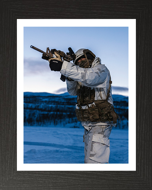 Royal Marine Commando in Snow Parka Photo Print - SRS Hampshire Prints 10 x 8 Black Frame Yes