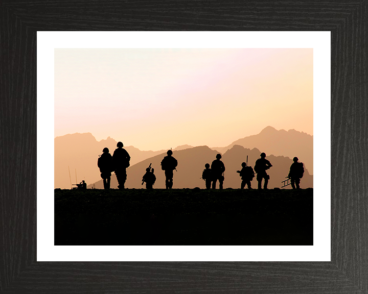 Royal Marine Commandos silhouettes Photo Print - 45 Commando Hampshire Prints 10 x 8 Black Frame Yes