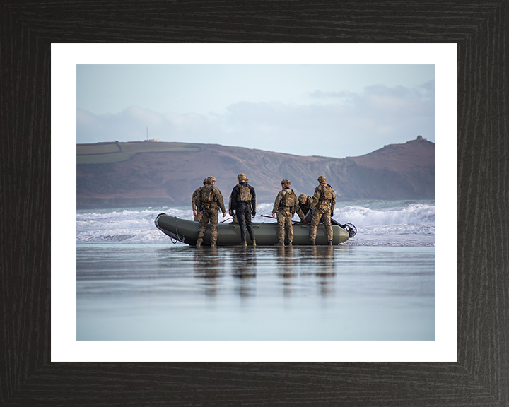 Royal Marines Commandos with Rigid Hull Inflatable Boat Photo Print - 47 Commando Hampshire Prints 10 x 8 Black Frame Yes