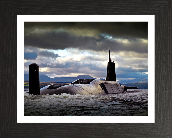 HMS Vengeance (S31) Photo Print - Starboard Quarter View - Royal Navy Vanguard Class Submarine Hampshire Prints 10 x 8 Black Frame Yes