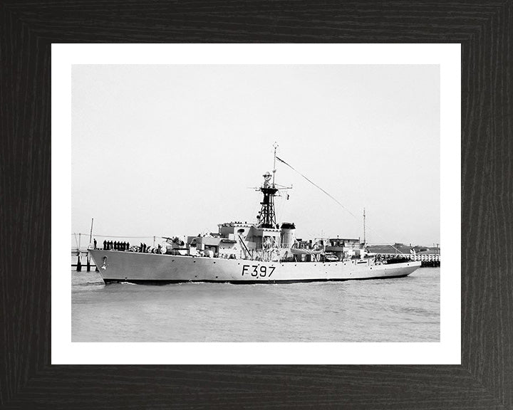 HMS Launceston Castle (F397) (K397) Photo Print - Paying Off - Royal Navy Castle Class Corvette Hampshire Prints 10 x 8 Black Frame Yes