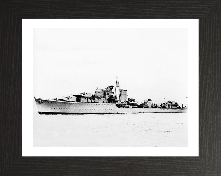 HMS Kingston (F64) Photo Print - Port Side View - Royal Navy K Class Destroyer Hampshire Prints 10 x 8 Black Frame Yes