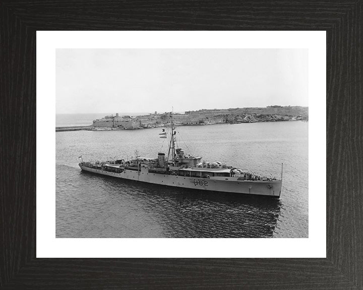 HMS Magpie (U82) Photo Print - Valletta Malta - Royal Navy Black Swan Class Sloop Hampshire Prints 10 x 8 Black Frame Yes