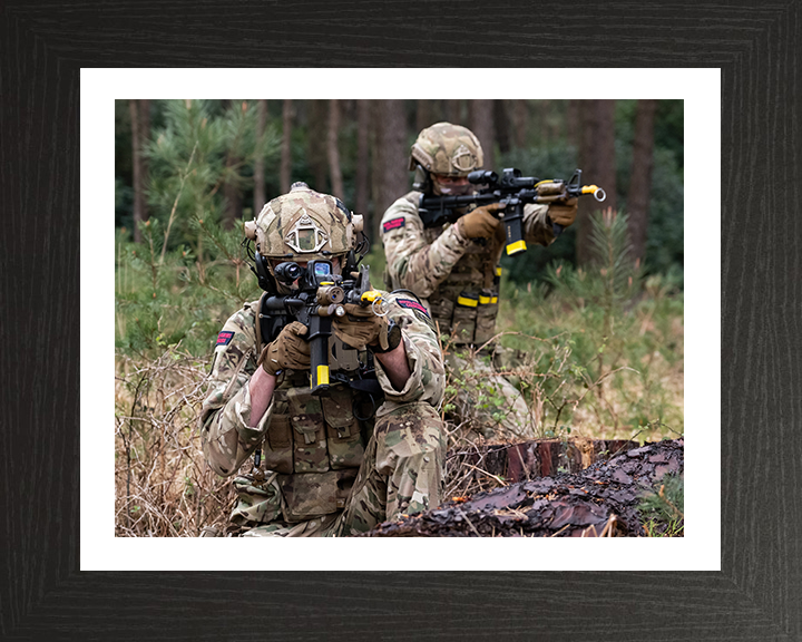 Two Royal Marines Commandos with weapons Photo Print - Bravo Company Hampshire Prints 10 x 8 Black Frame Yes