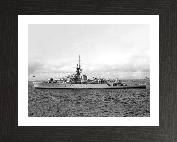 HMS Loch Insh (F433) (K433) Photo Print - At Anchor - Royal Navy Loch Class Frigate Hampshire Prints 10 x 8 Black Frame Yes