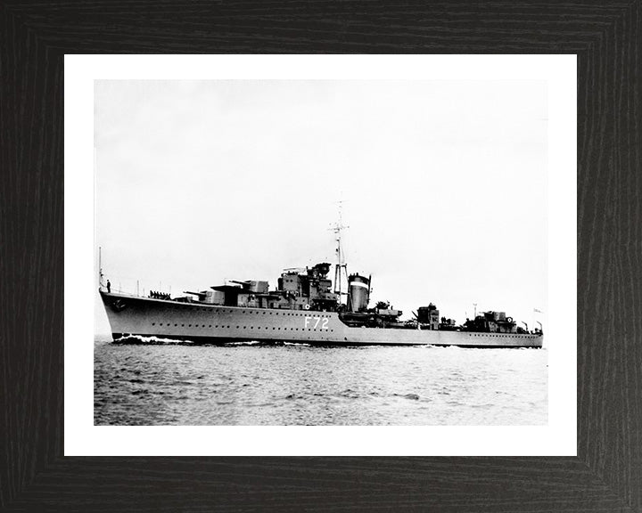 HMS Jersey (F72) Photo Print - Port Side - Royal Navy J Class Destroyer Hampshire Prints 10 x 8 Black Frame Yes