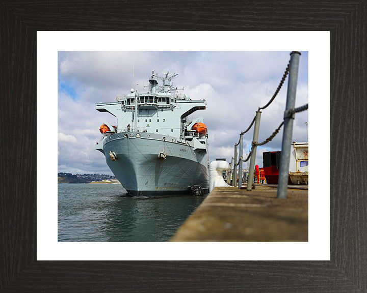 RFA Argus (A135) Photo Print - In Harbour - Royal Fleet Auxiliary Casualty Class Ship Hampshire Prints 10 x 8 Black Frame Yes