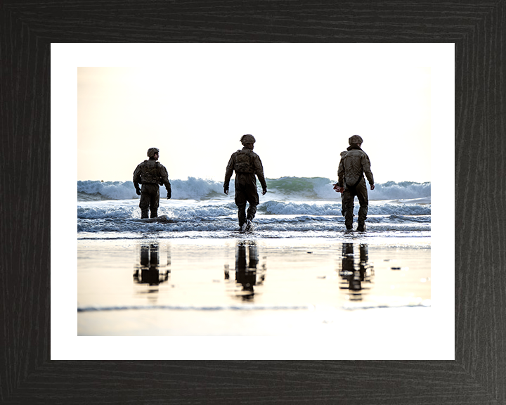 Royal Marines beach Landing Portrait Photo Print - 40 Commando Hampshire Prints 10 x 8 Black Frame Yes