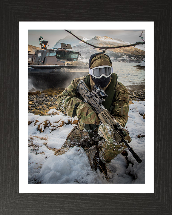 Royal Marines cold weather beach Landing Photo Print Hampshire Prints 10 x 8 Black Frame Yes