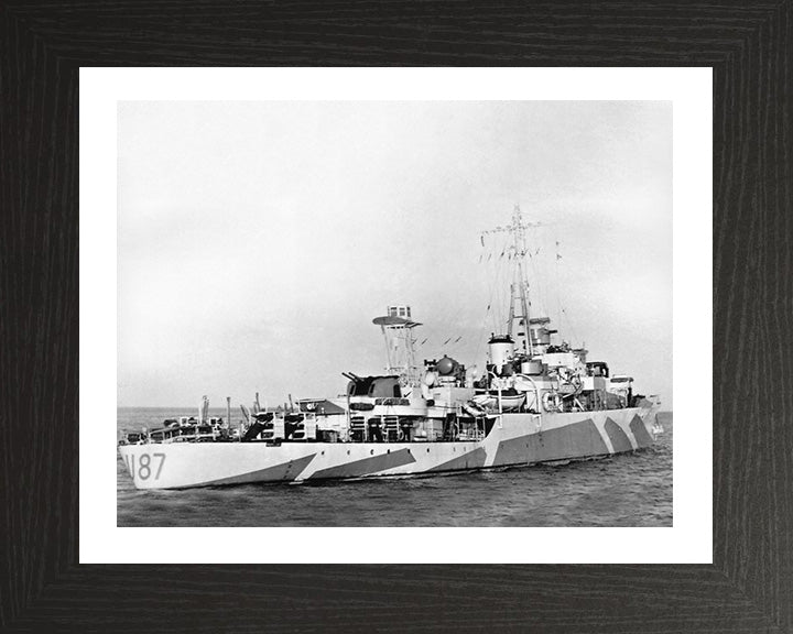 HMS Kite (U87) Photo Print - Starboard Side - Royal Navy Black Swan Class Sloop Hampshire Prints 10 x 8 Black frame Yes