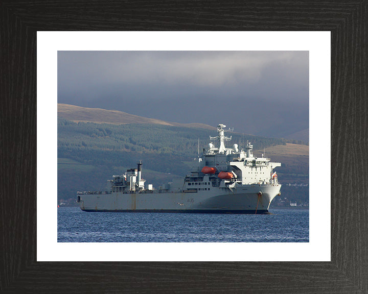 RFA Argus (A135) Photo Print - Low Starboard View - Royal Fleet Auxiliary Casualty Class Ship Hampshire Prints 10 x 8 Black Frame Yes