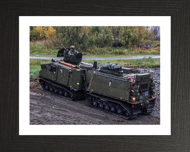 Royal Marines Commandos on a Viking All Terrain Vehicle Photo Print - CLR Armoured Support Hampshire Prints 10 x 8 Black Frame Yes