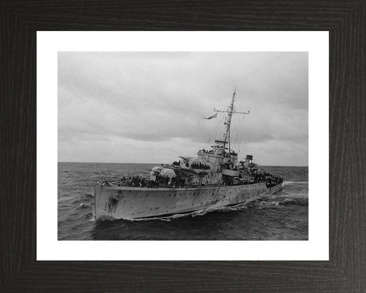 HMS Pelican (L86) (U86) Photo Print - Port Side View - Royal Navy Egret Class Sloop Hampshire Prints 10 x 8 Black Frame Yes