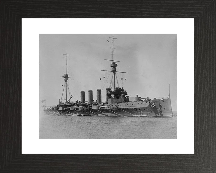 HMS Achilles (1905) Photo Print - Starboard Bow View - Royal Navy Warrior Class Armoured Cruiser Hampshire Prints 10 x 8 Black Frame Yes