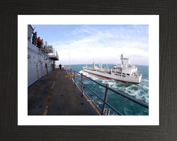 RFA Bayleaf (A109) Photo Print - RAS Approach - Royal Fleet Auxiliary Leaf Class Tanker Hampshire Prints 10 x 8 Black Frame Yes