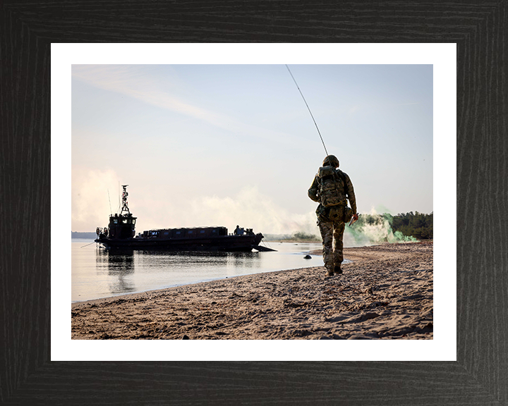 Royal Marines Commando beach Landing Portrait Photo Print Hampshire Prints 10 x 8 Black Frame Yes