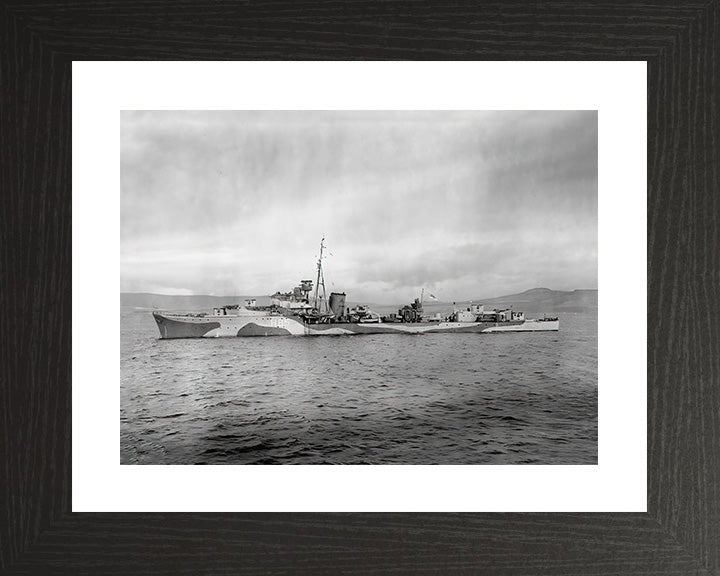 HMS Relentless (H85) Photo Print - Port Side - Royal Navy R Class Destroyer Hampshire Prints 10 x 8 Black Frame Yes