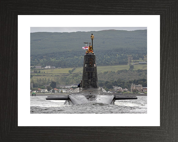 HMS Vanguard (S28) Photo Print - Low Bow View - Royal Navy Vanguard Class Submarine Hampshire Prints 10 x 8 Black Frame Yes