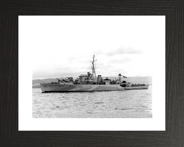 HMS Woodcock (U90) Photo Print - Port Side View - Royal Navy Black Swan Class Sloop Hampshire Prints 10 x 8 Black Frame Yes